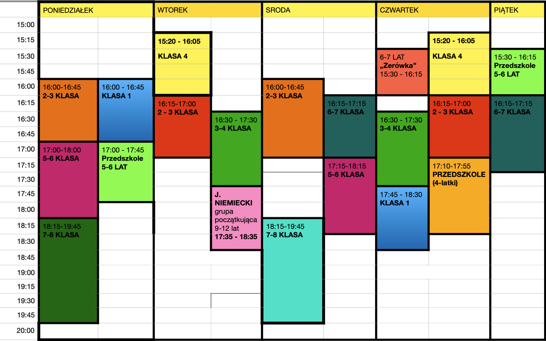 SpeakSpot - Plan zajęć 2025-2026